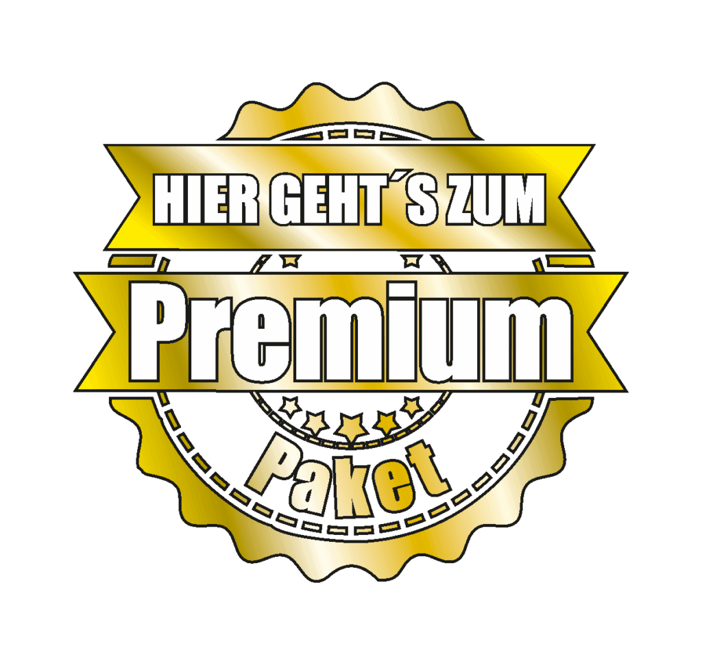 Goldenes Qualitätssiegel mit dem Text „Hier geht’s zum Premium Paket“ – umfassendstes Angebot für Unterhaltsreinigung in Kindertagesstätten